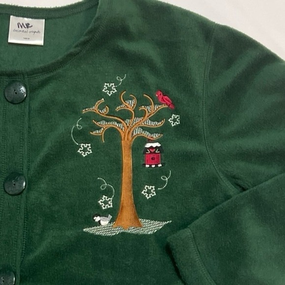 Ladies‎ Winter Fleece Snowman Cardinal Cardigan Sz med - Picture 2 of 7